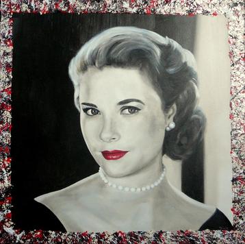 Portret Grace Kelly, olieverf schilderij. Glamour.