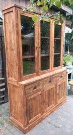 Stoere buffetkast van oud teakhout, 3 deurs vitrinekast, Ophalen, 200 cm of meer, Teakhout, Zo goed als nieuw