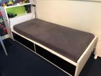 IKEA flaxa bed 90x200 met hoofdeind kastje, 90 cm, Gebruikt, Eenpersoons, Wit