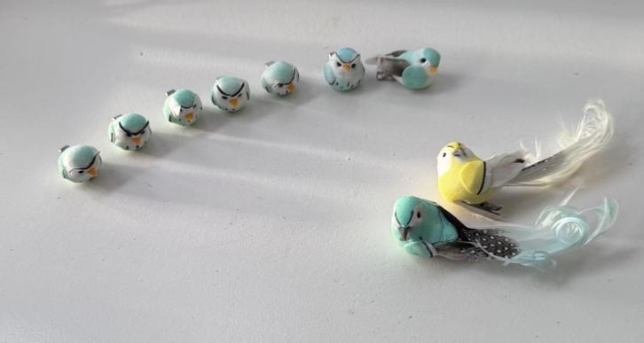 Set decoratieve vogeltjes met clip  pastelkleuren (10 stuks), Diversen, Kerst, Gebruikt, Ophalen of Verzenden