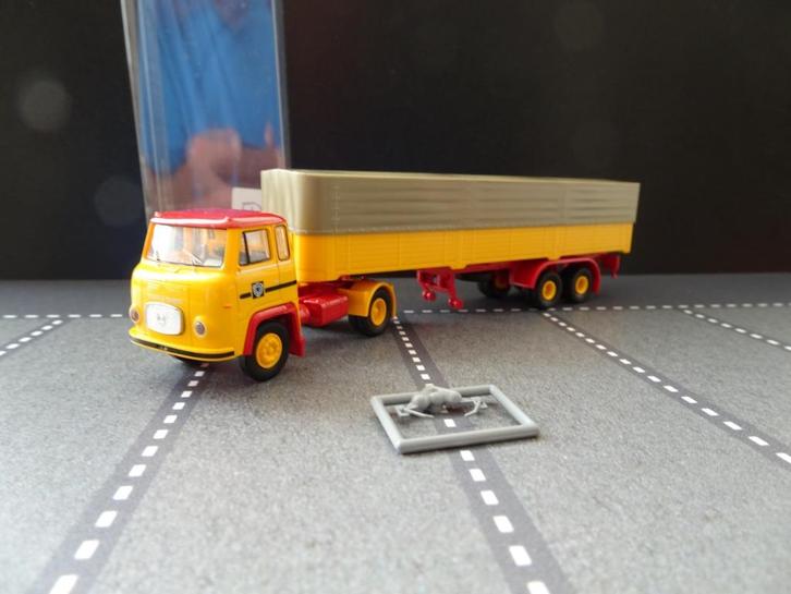 752 brekina scania lb 76 demo oplegger 1:87 truck trein, Hobby en Vrije tijd, Modelauto's | 1:87, Nieuw, Bus of Vrachtwagen, Brekina