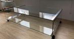 Glazen Salontafel met Wielen, Ophalen, Gebruikt, Glas, Modern