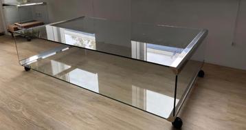 Glazen Salontafel met Wielen beschikbaar voor biedingen