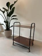 Vintage serveerwagen / trolley / drankenkar bruin/zwart, Verzenden, Gebruikt