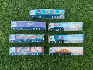 Miniatuur vrachtwagens reclame 7 stuks opleggers modelspoor beschikbaar voor biedingen