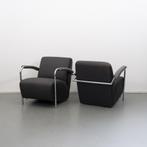 2x Leolux Scylla fauteuil - antraciet/grijze stof, Huis en Inrichting, Fauteuils, Niet ingevuld, Niet ingevuld, Leer, Ophalen of Verzenden