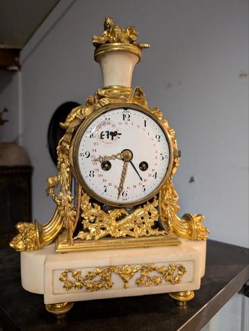 Antieke Franse pendule verguld brons - marmer 37 cm. €750. beschikbaar voor biedingen