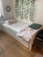 Wit Houten Eenpersoonsbed met Onderschuifbed, Ophalen, Gebruikt, 90 cm, Eenpersoons