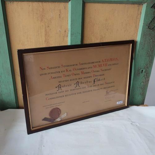 Oorkonde oud met zegel origineel in lijst 55,5 x 37,5 cm, Antiek en Kunst, Antiek | Woonaccessoires, Ophalen