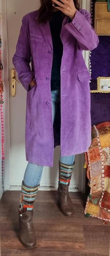 Arma paars suede trenchcoat 46 XL hippie boho chic lila  beschikbaar voor biedingen
