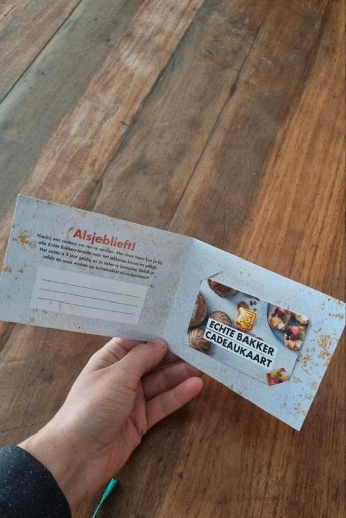 De echte bakker Cadeaubon twv 50euro, Tickets en Kaartjes, Kortingen en Cadeaubonnen, Eén persoon, Overige typen, Cadeaubon