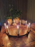 Antieke Zweedse kaarsenring hout, Ophalen of Verzenden