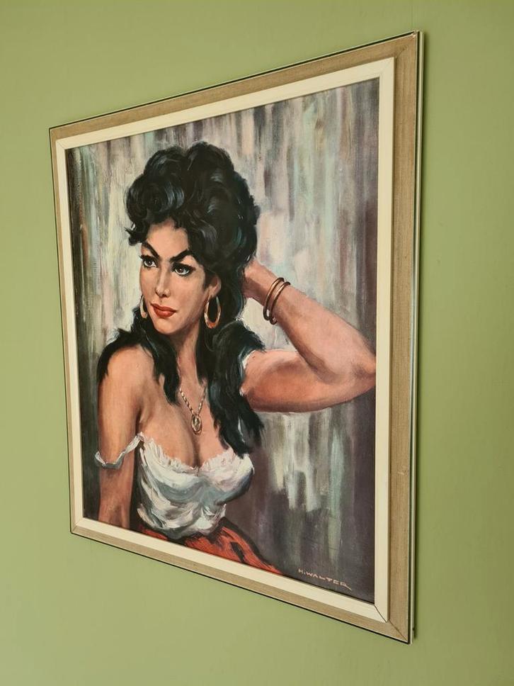 H. Walter Ilonka zigeunerin schilderij, Verzamelen, Retro, Huis en Inrichting, Ophalen of Verzenden