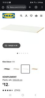 Komplement plank 100x58 cm wit, Ophalen, 50 tot 100 cm, Zo goed als nieuw, Minder dan 100 cm