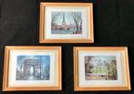 Drie schilderijtjes met fraaie prenten van George B. - Paris, Minder dan 50 cm, Ophalen of Verzenden, Minder dan 50 cm, Print