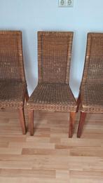 6 rotan eetkamerstoelen, Ophalen, Gebruikt, Rotan