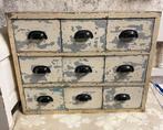 Brocante oude ladenkast / kastje met 9 lades / kast  laatjes, Ophalen of Verzenden