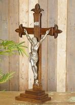 Groot oud brocante houten kruis Jezus Christus - crucifix, Antiek en Kunst, Antiek | Religie, Ophalen of Verzenden