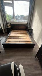 Zwart houten bedframe incl lattenbodem van IKEA, Ophalen, Gebruikt, Zwart, Tweepersoons