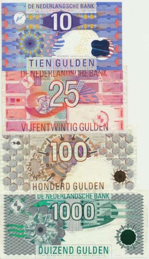 Nederland set 10, 25, 100 en 1000 Gulden, Postzegels en Munten, Bankbiljetten | Nederland, Setje, 1000 gulden, Ophalen of Verzenden