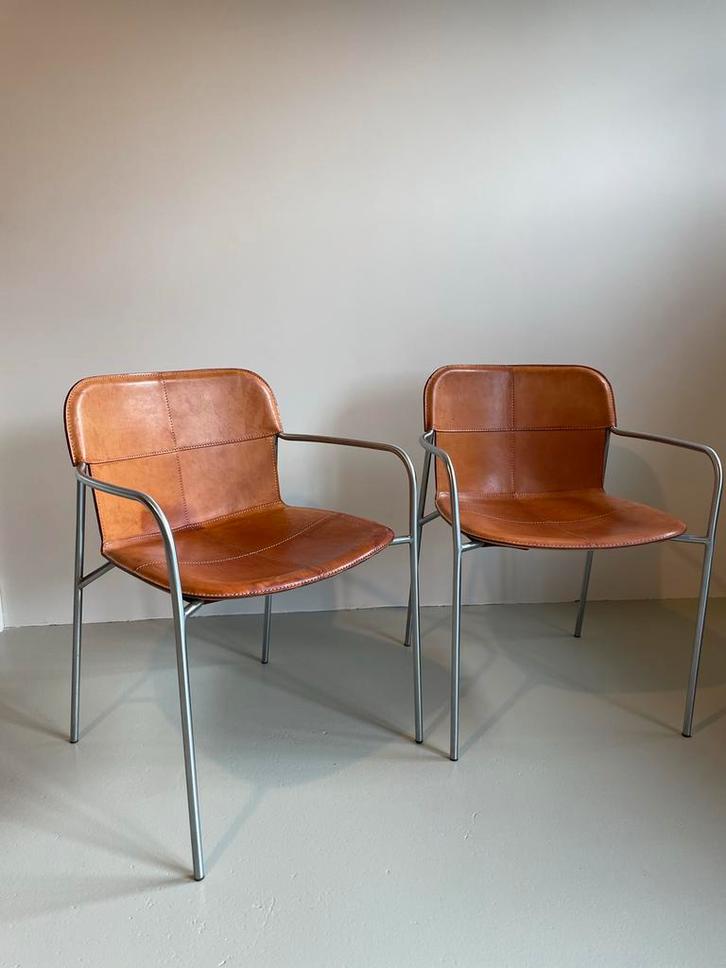 2x Fasem K.U. 2B tuigleer stoelen - Patricia Urquiola, Huis en Inrichting, Fauteuils, 50 tot 75 cm, 75 tot 100 cm, Ophalen