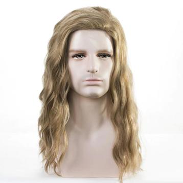 Lange Blonde Heren Pruik Mannen Haarstuk Haren Blond Haar beschikbaar voor biedingen