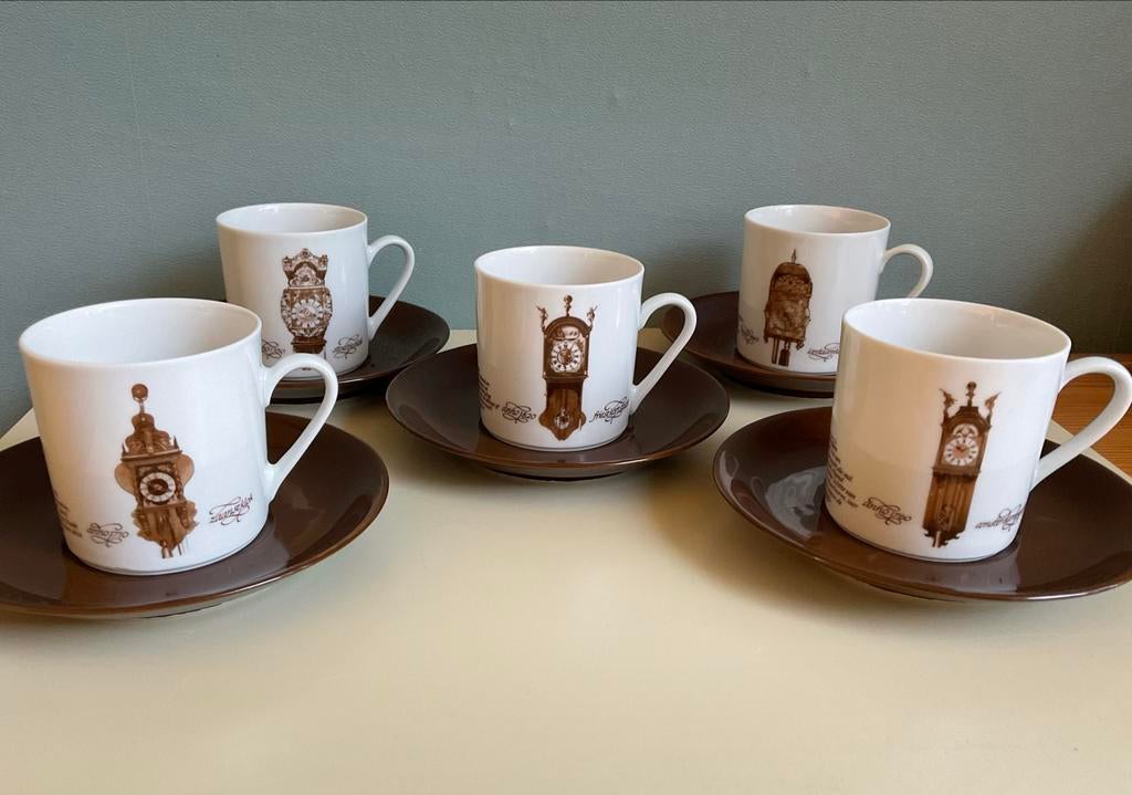 Klokkenservies Mitterteich Porzellan kop en schotel- vintage, Gebruikt, Ophalen of Verzenden, Overige stijlen, Kop(pen) en/of Schotel(s)