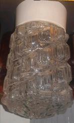 Strakke vintage plafondlamp in helder glas., Ophalen of Verzenden, Gebruikt, Glas