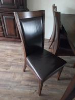 6 Stoelen bks eiken leer, Ophalen, Bruin, Hout, Zo goed als nieuw