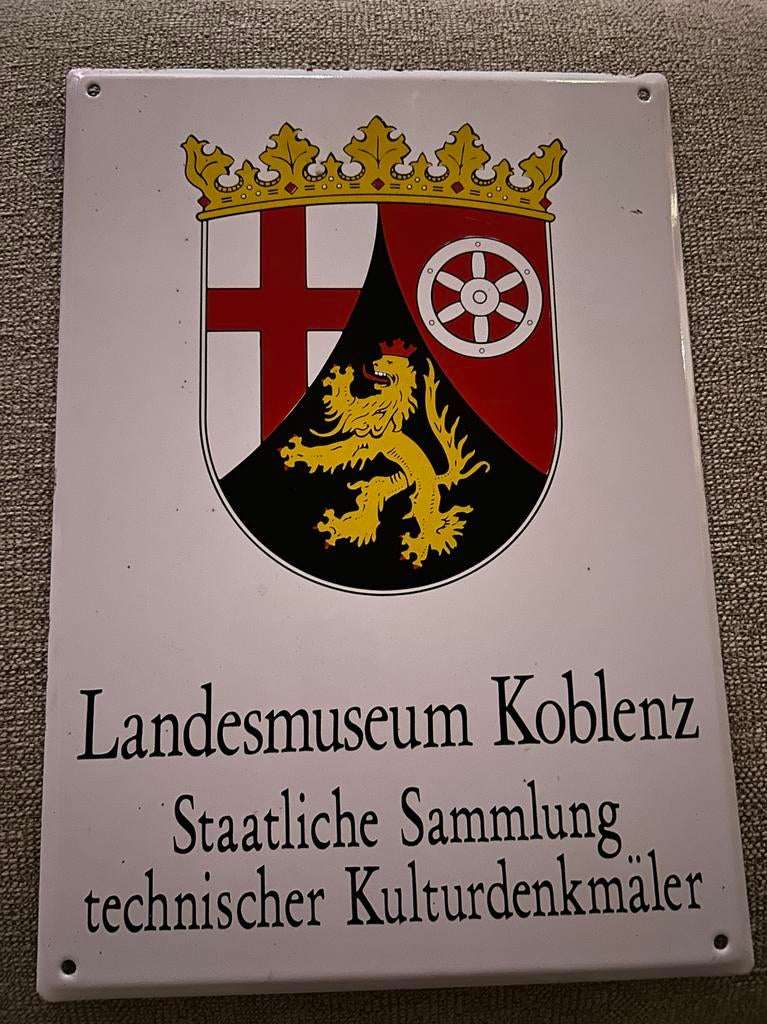 Emaille reclamebord Landesmuseum Koblenz, Ophalen of Verzenden