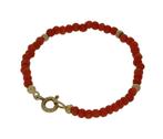Bloedkoraal baby armband 14k gouden slot en bolletjes, Ophalen of Verzenden, Goud, Armband, Met edelsteen