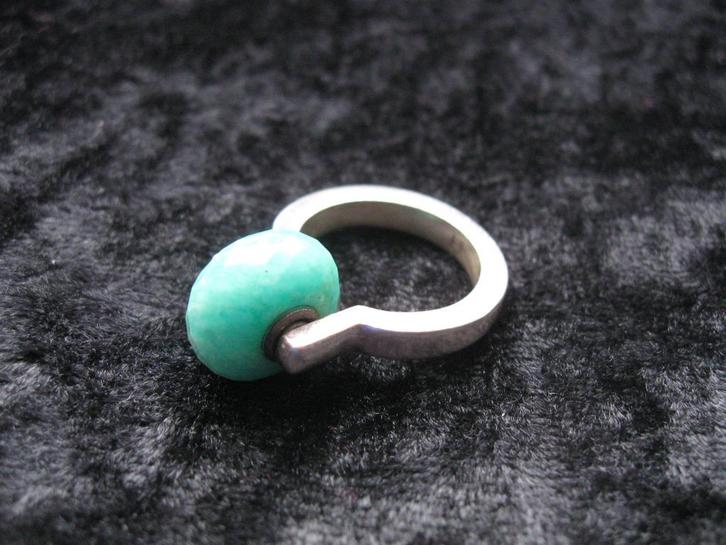 UNIEK! RING met TROLLBEAD amazoniet trolbeads zilver retired, Sieraden, Tassen en Uiterlijk, Ringen, Zo goed als nieuw, Dame, Kleiner dan 17