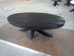 Ovale zwarte mangohouten salontafel van 120 en 130cm, Huis en Inrichting, Tafels | Salontafels, 50 tot 100 cm, Minder dan 50 cm