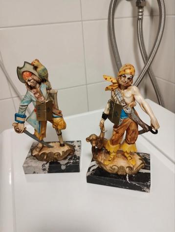 Vintage 70's Fontanini resin beelden met Carrara marmer beschikbaar voor biedingen