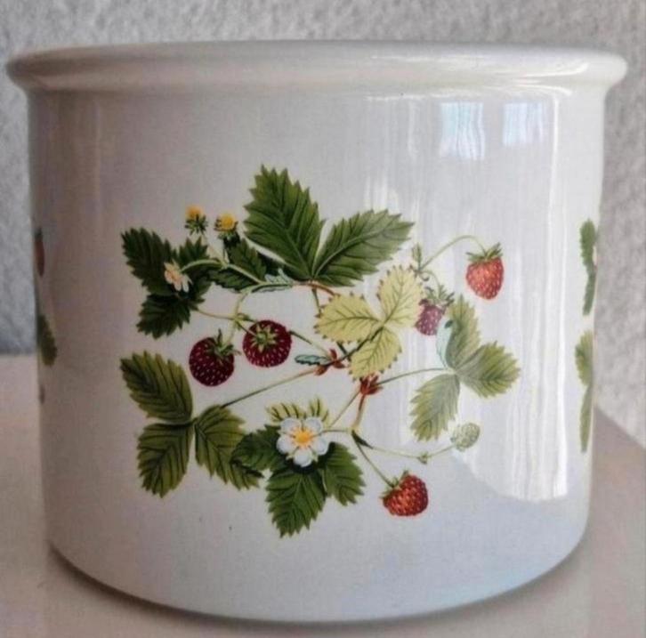 Bloempot Portmeirion met Aardbeien opdruk, Tuin en Terras, Bloempotten, Zo goed als nieuw, Aardewerk, Minder dan 40 cm, Minder dan 25 cm