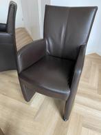eetkamerstoel leer, 4 stuks, in keurige staat, t.e.a.b., Huis en Inrichting, Stoelen, Ophalen, Gebruikt, Bruin, Leer
