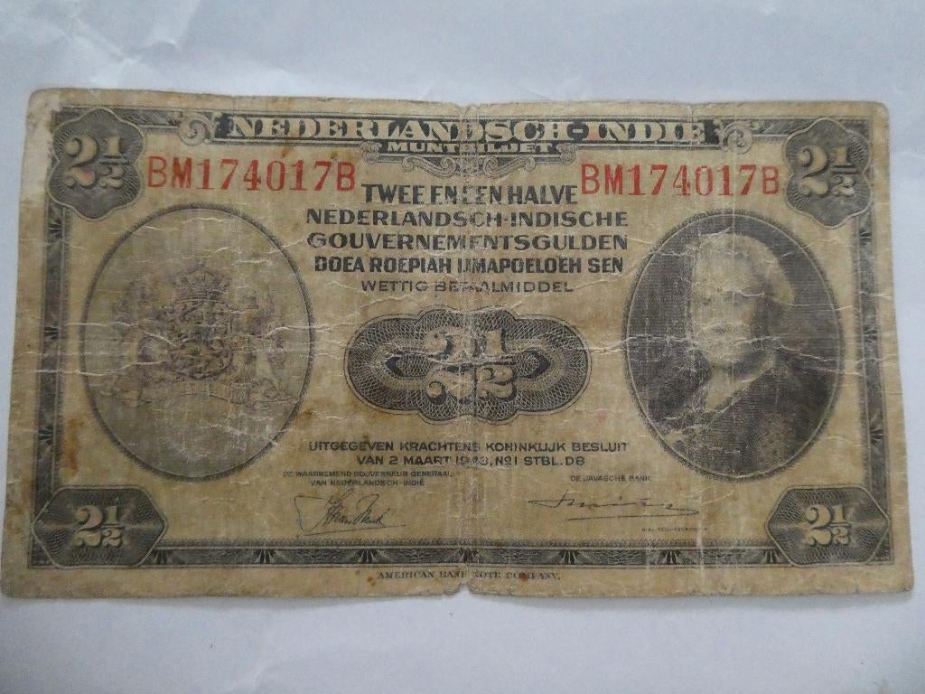 Nederlands-Indië, twee en een halve gulden., Postzegels en Munten, Bankbiljetten | Nederland, Ophalen of Verzenden, 2½ gulden