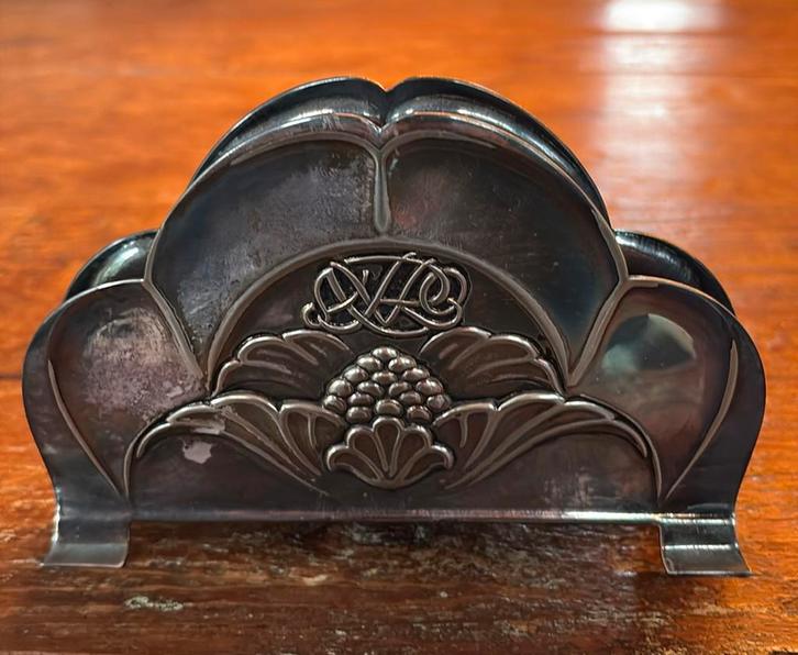 Art Deco stijl verzilverde servethouder Georg Nilsson, Antiek en Kunst, Curiosa en Brocante, Ophalen of Verzenden