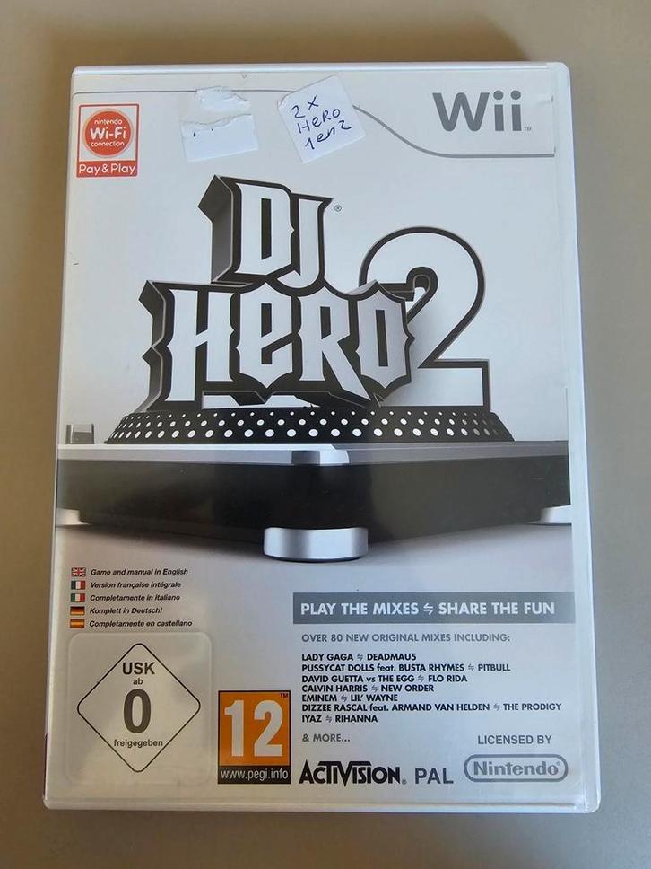 Nintendo Wii game DJ Hero 1 + 2, Spelcomputers en Games, Games | Nintendo Wii, Zo goed als nieuw, Muziek, 1 speler, Vanaf 3 jaar