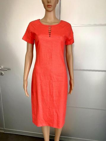 G191 Nieuw: Creme de la Creme mt XS=34 linnen jurk zalm-roze beschikbaar voor biedingen