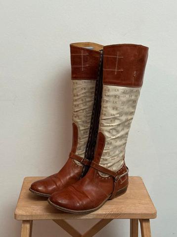 La Martina laarzen – bruin leer / beige stof – maat 37 beschikbaar voor biedingen