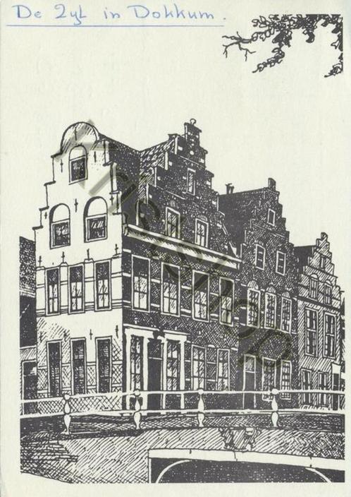 Dokkum  - pentekening  [KRST005-4559, Verzamelen, Ansichtkaarten | Nederland, Gelopen, Flevoland, 1960 tot 1980, Verzenden