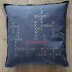 scrabble kussen gepersonaliseerd sierkussen kado kerst sint, Ophalen of Verzenden, Nieuw, Vierkant