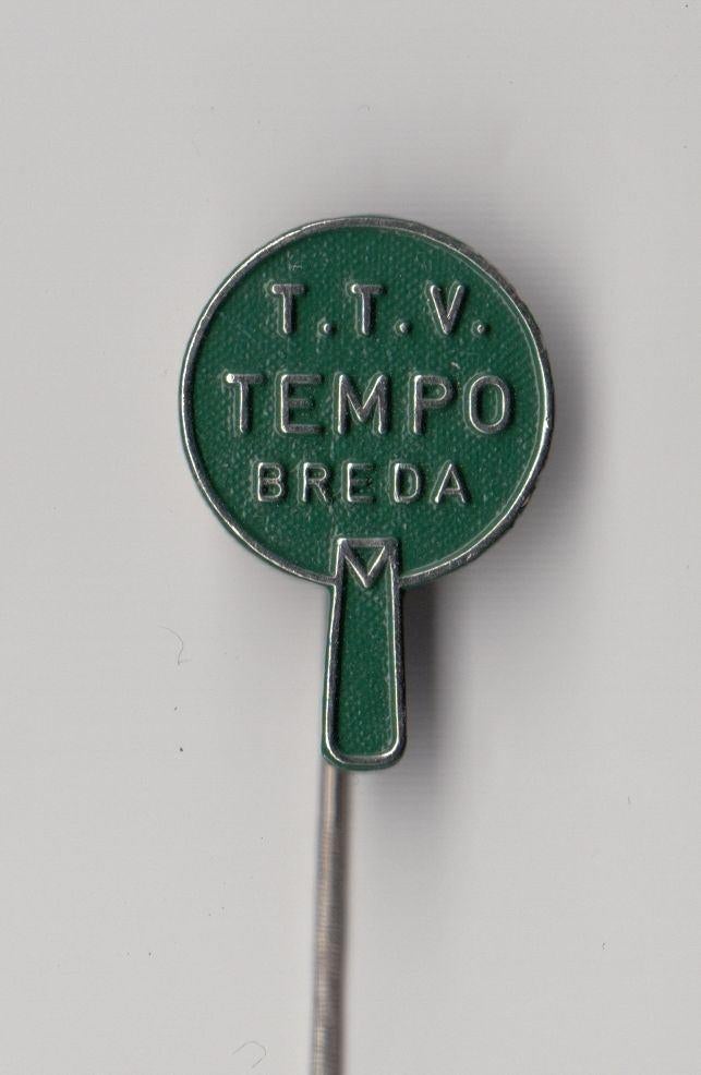 Breda TTV Tafeltennis Vereniging Tempo speldje, Verzamelen, Speldjes, Pins en Buttons, Gebruikt, Niet vindbaar, Niet vindbaar