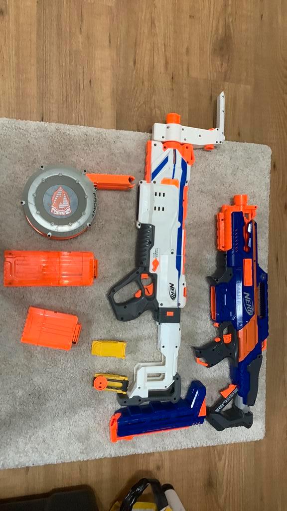 2 Electrische Nerf guns, Kinderen en Baby's, Speelgoed | Buiten | Actiespeelgoed, Zo goed als nieuw, Ophalen