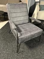 Donker Blauwe stoel/ fauteuil in microleder, Ophalen, 75 tot 100 cm, Zo goed als nieuw, Metaal