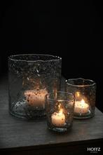 Hoffz glazen windlicht S bubbels glas stoer sober landelijk, Verzenden, Nieuw
