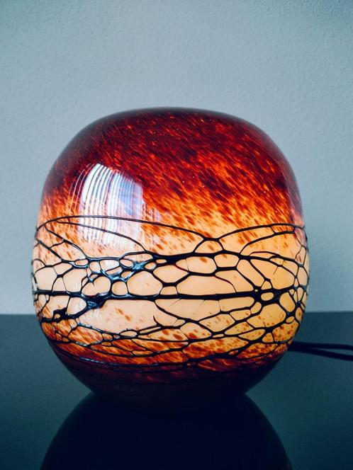 Murano Tafellamp Amber Caramel Glasdraad 1980, Huis en Inrichting, Lampen | Tafellampen, Glas, Ophalen of Verzenden