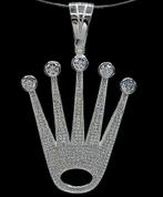 Grote Zilveren Rolex Hanger Bezet met 100 tal Steentjes, Sieraden, Tassen en Uiterlijk, Kettinghangers, Verzenden