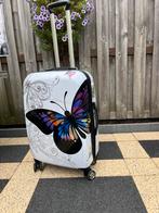 Koffer met vlinderprint, Gebruikt, Hard kunststof, 35 tot 45 cm, Uitschuifbare handgreep